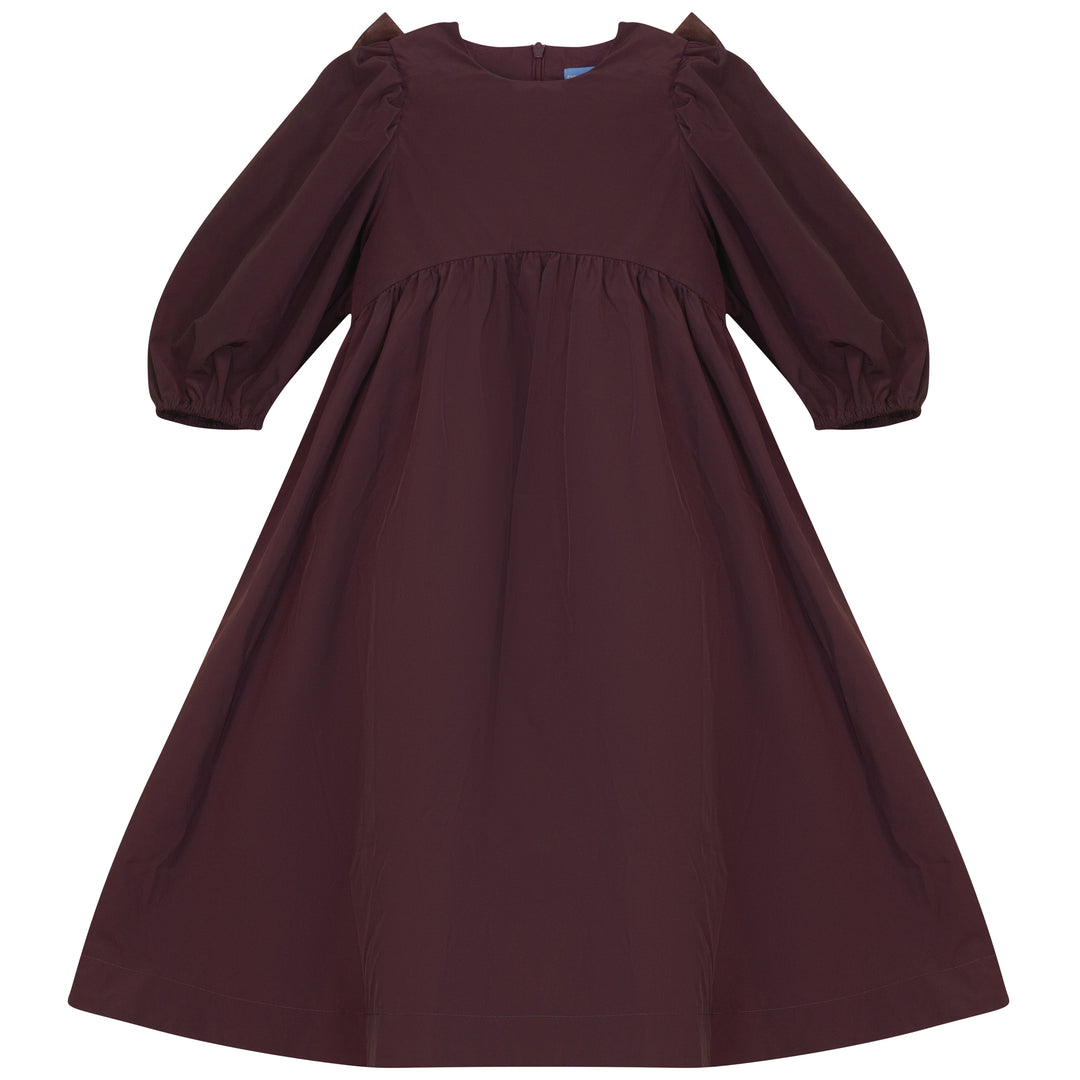 dress shiny taffeta tulle bow in back - burgundy