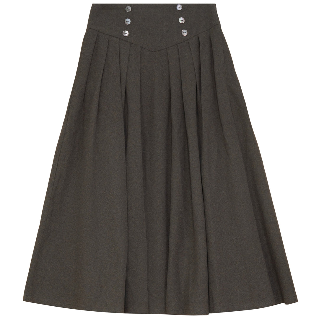 skirt wool double breasted yoke - green