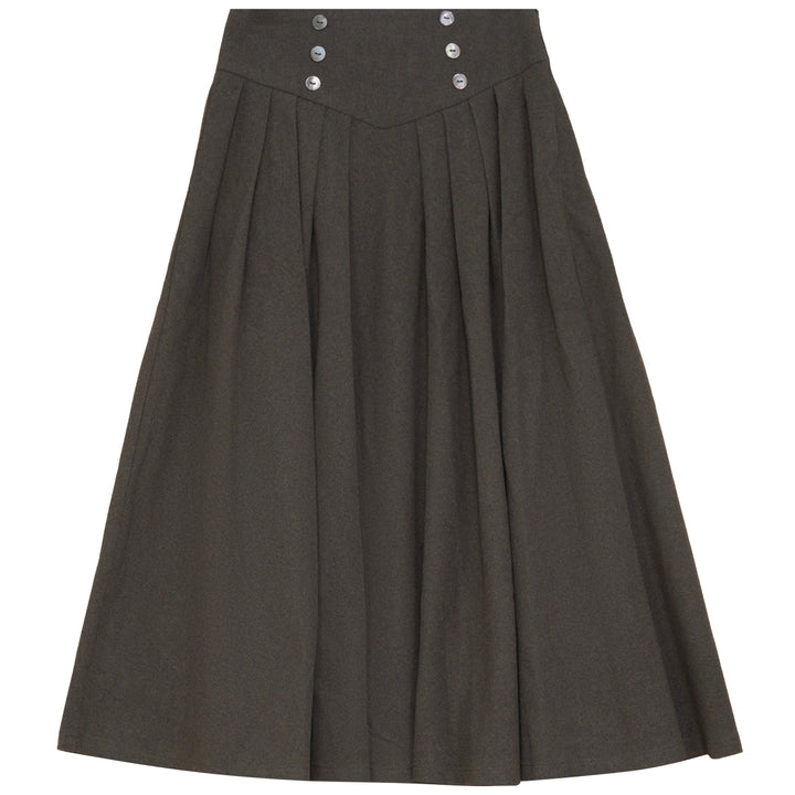 skirt wool double breasted yoke - green