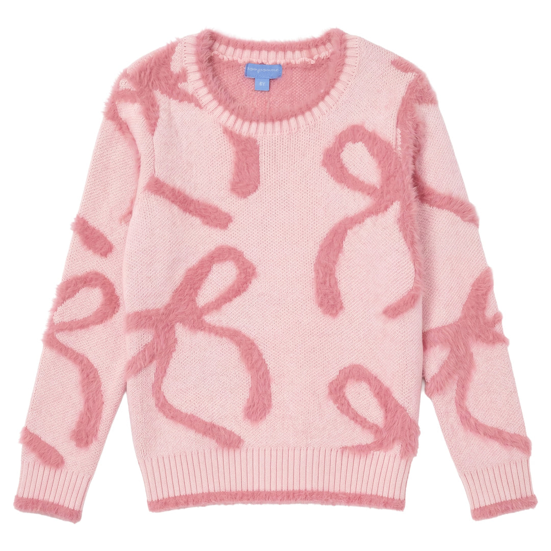 top l/s mohair bow sweater - pink