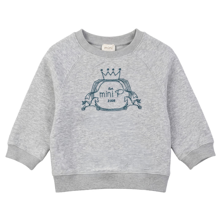 top l/s velvet logo sweatshirt - grey/teal