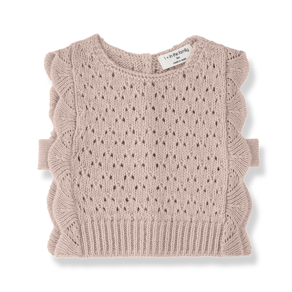 vest merino wool scalloped - nude