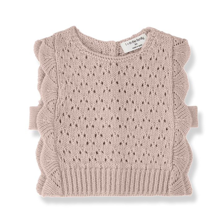 vest merino wool scalloped - nude