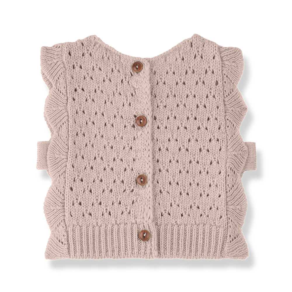 vest merino wool scalloped - nude