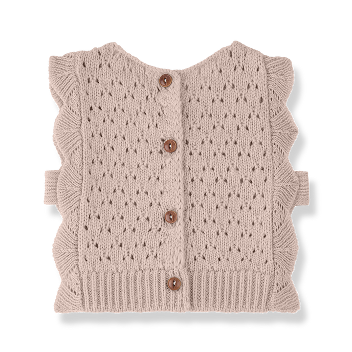 vest merino wool scalloped - nude