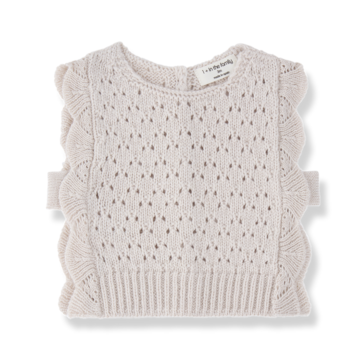 vest merino wool scalloped - rice