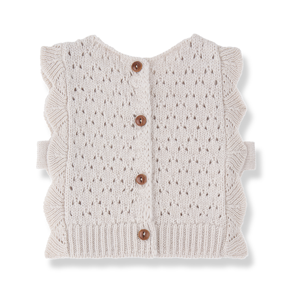 vest merino wool scalloped - rice