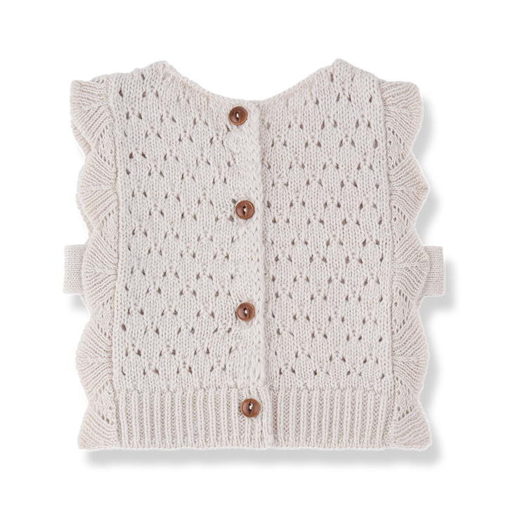vest merino wool scalloped - rice