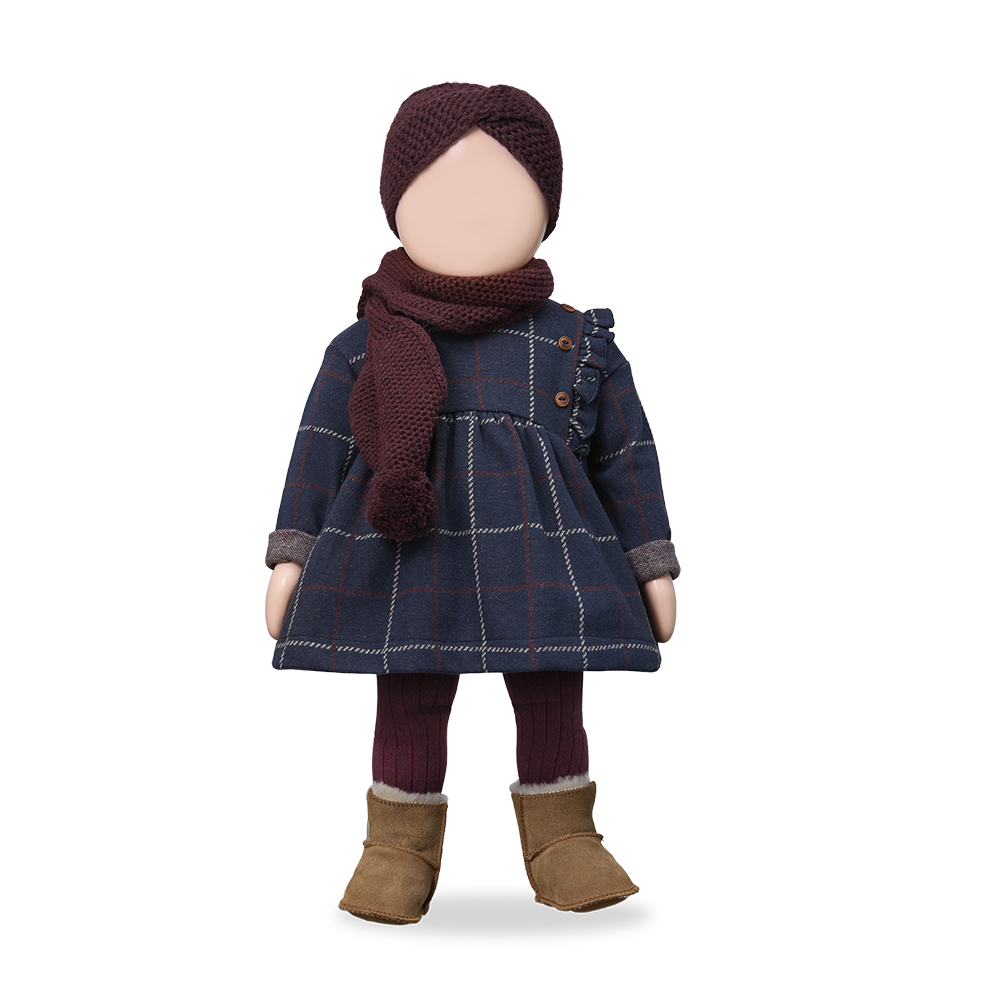 dress checkered side ruffle - dark blue