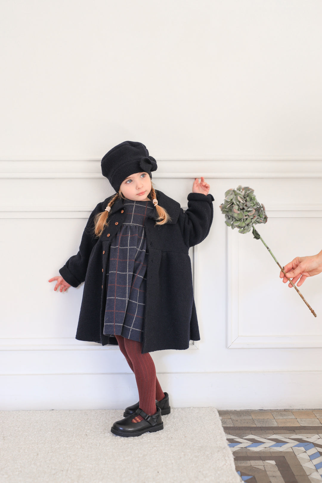 dress checkered side ruffle - dark blue