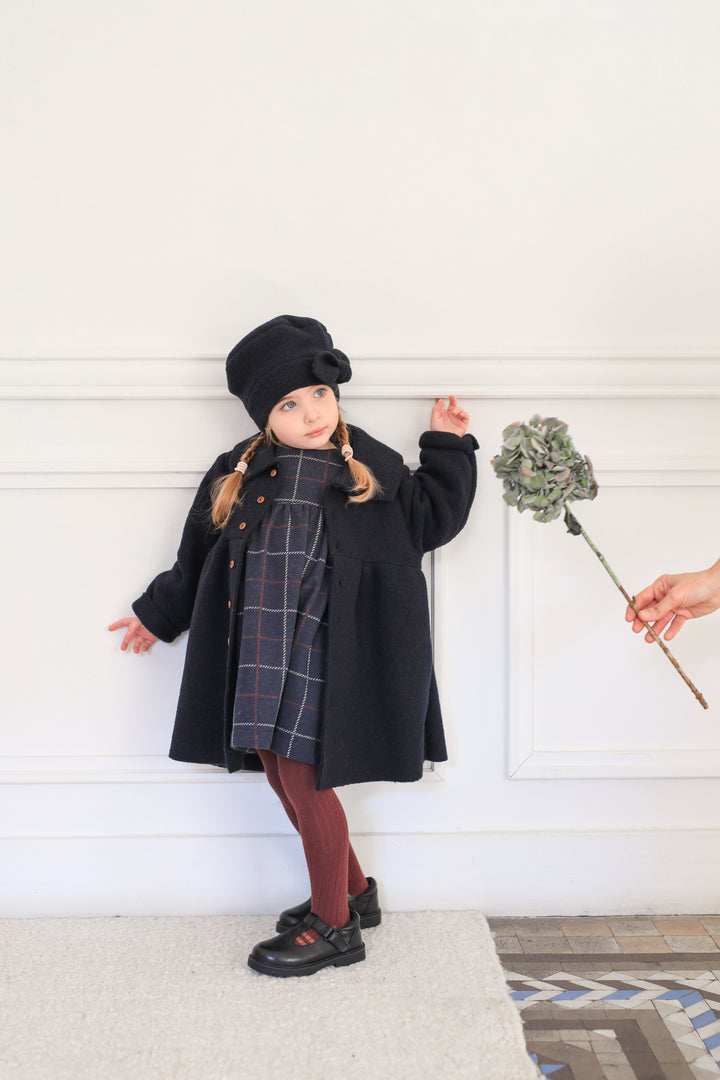 dress checkered side ruffle - dark blue