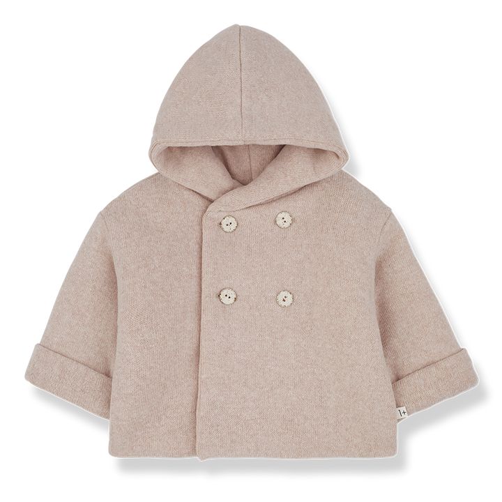 jacket fleece with hat - nude