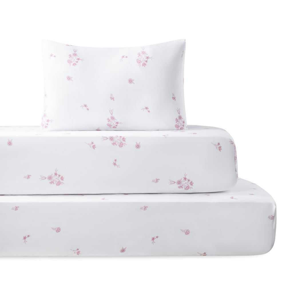 crib set petal dreams print - white/print