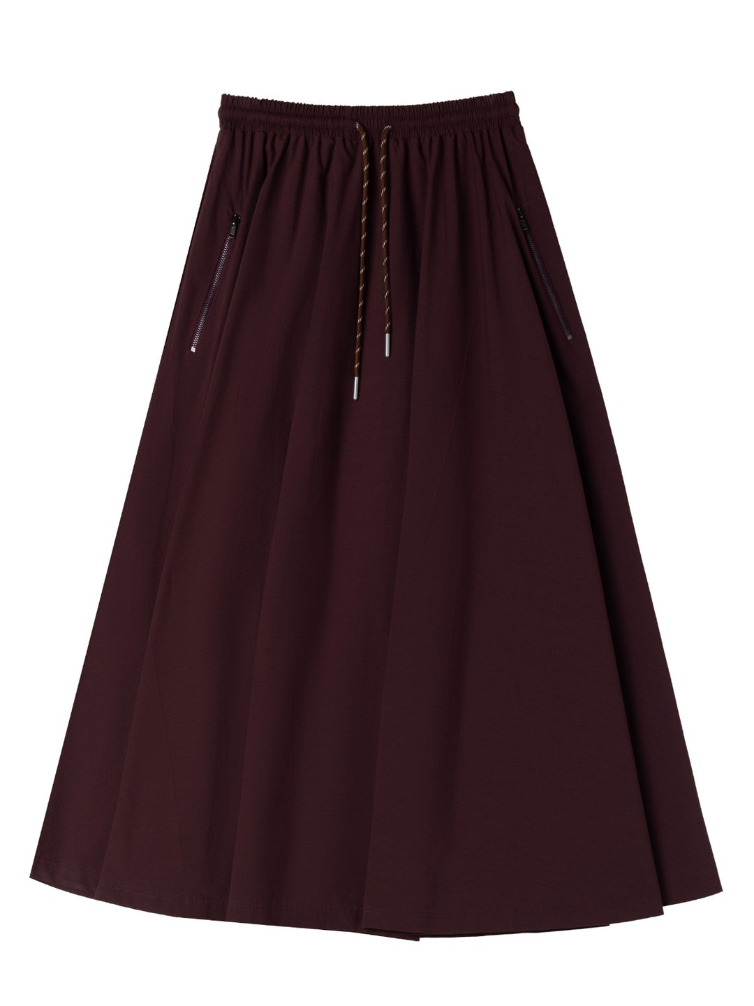 skirt parachute drawstring with zipper pockets - burgundy