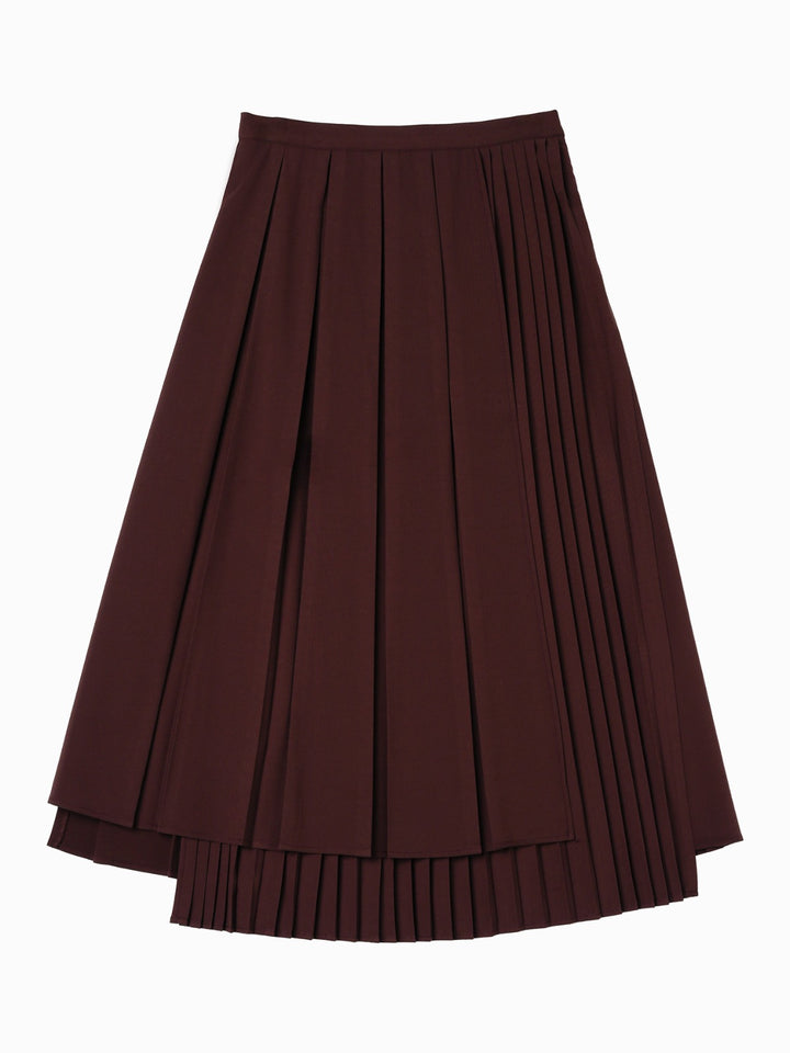 skirt pleated wrap look - brown