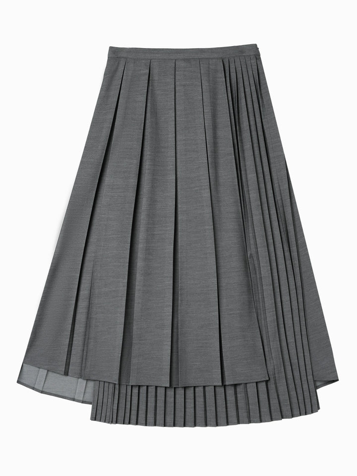 skirt multi stripe open pleated - grey
