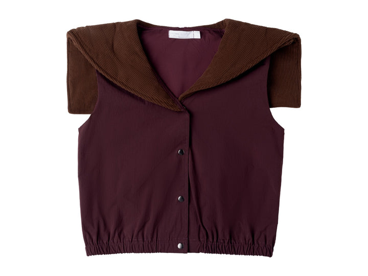 vest parachute large corduroy sailor collar - burgundy