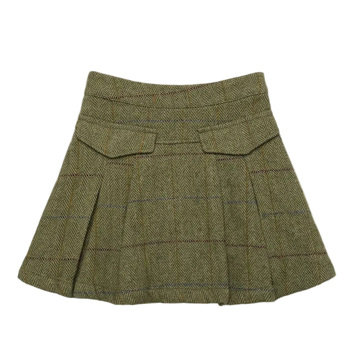 skirt wool pleated - moss green