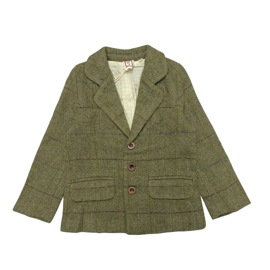 blazer plaid wool - olive
