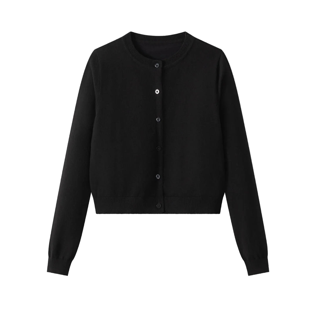dress knit pleated jumper with cardigan - black