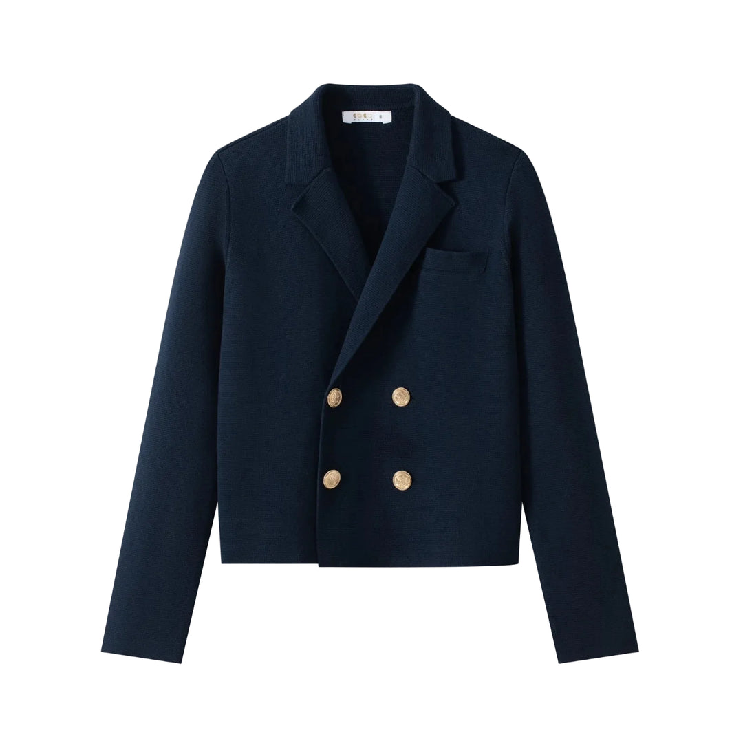 blazer double breasted knit - navy