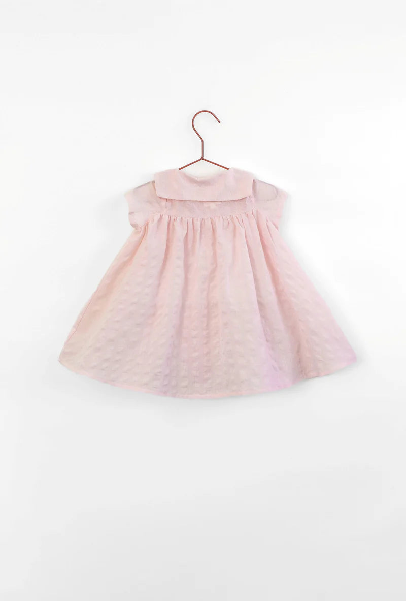 dress s/s seersucker elastic waist - pink