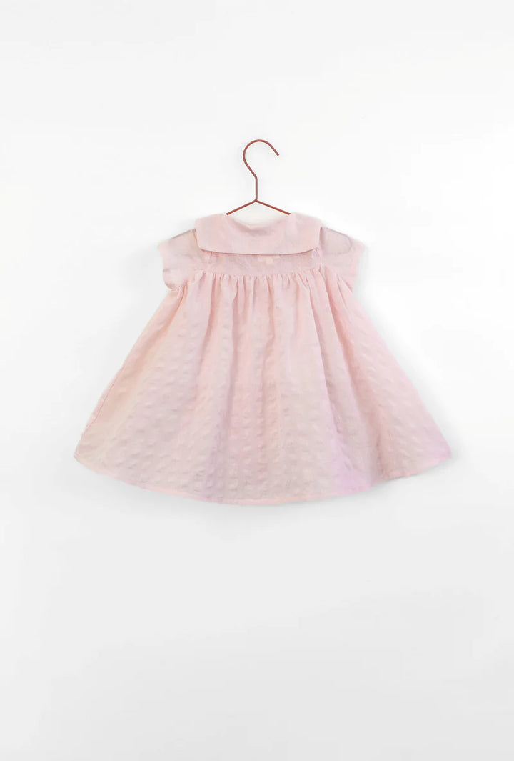 dress s/s seersucker elastic waist - pink