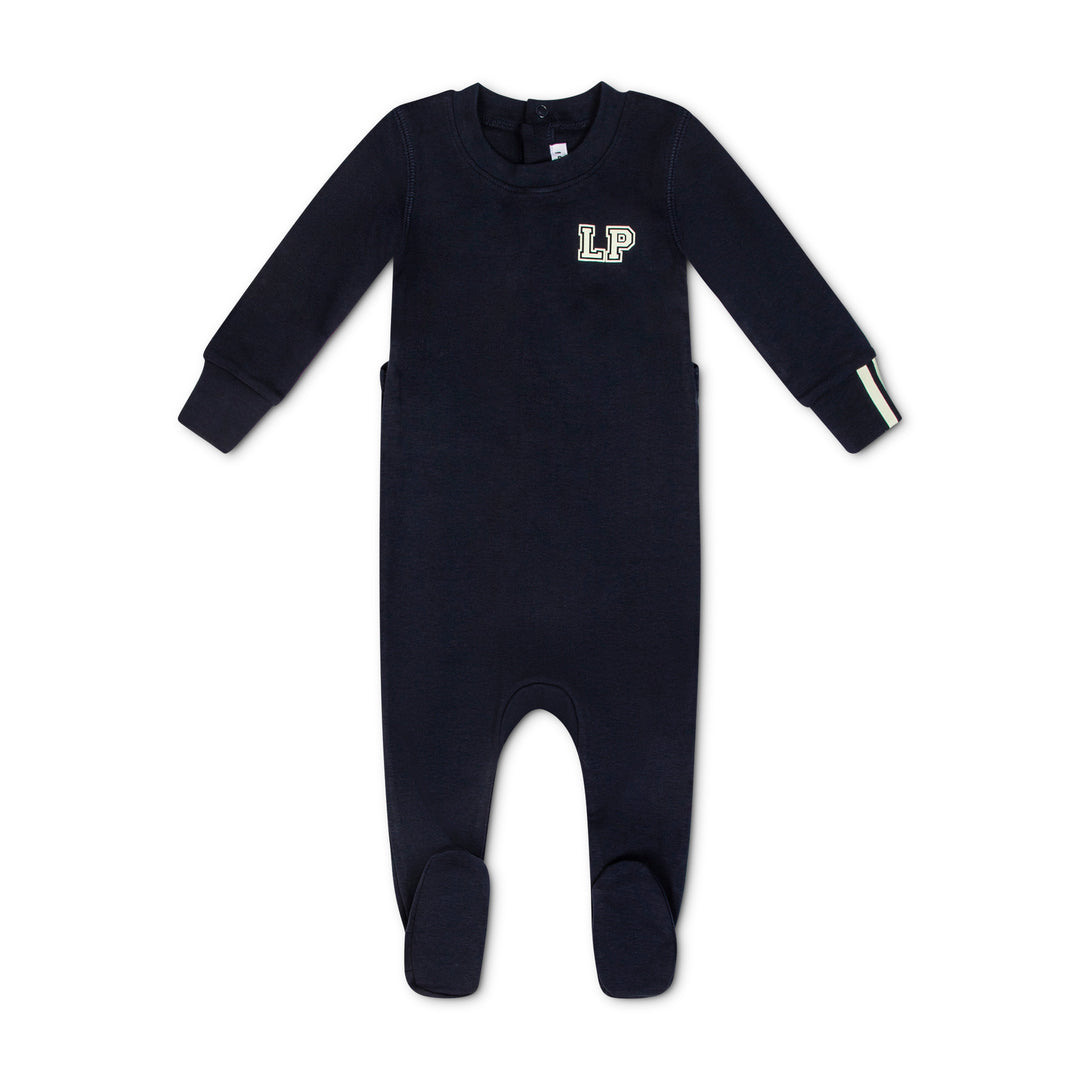 lp glow in the dark footie with beanie - navy blue