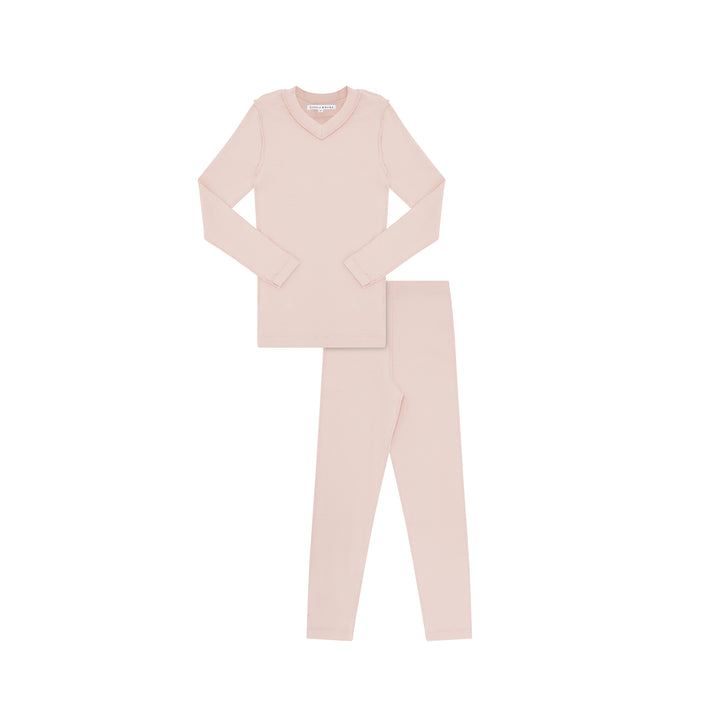 pajamas v neck top and pants - pink