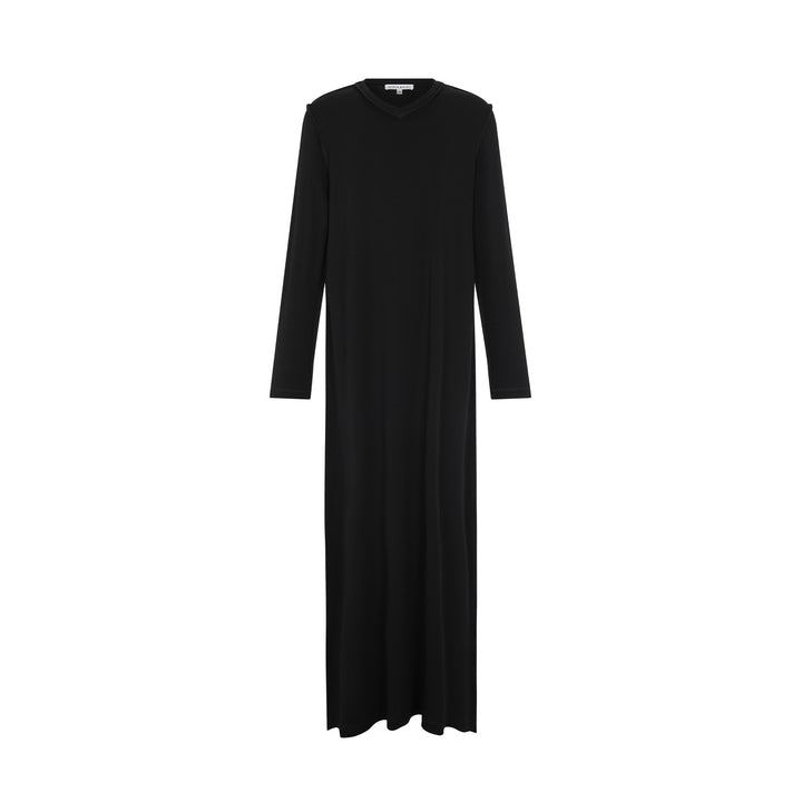nightgown v neck - black