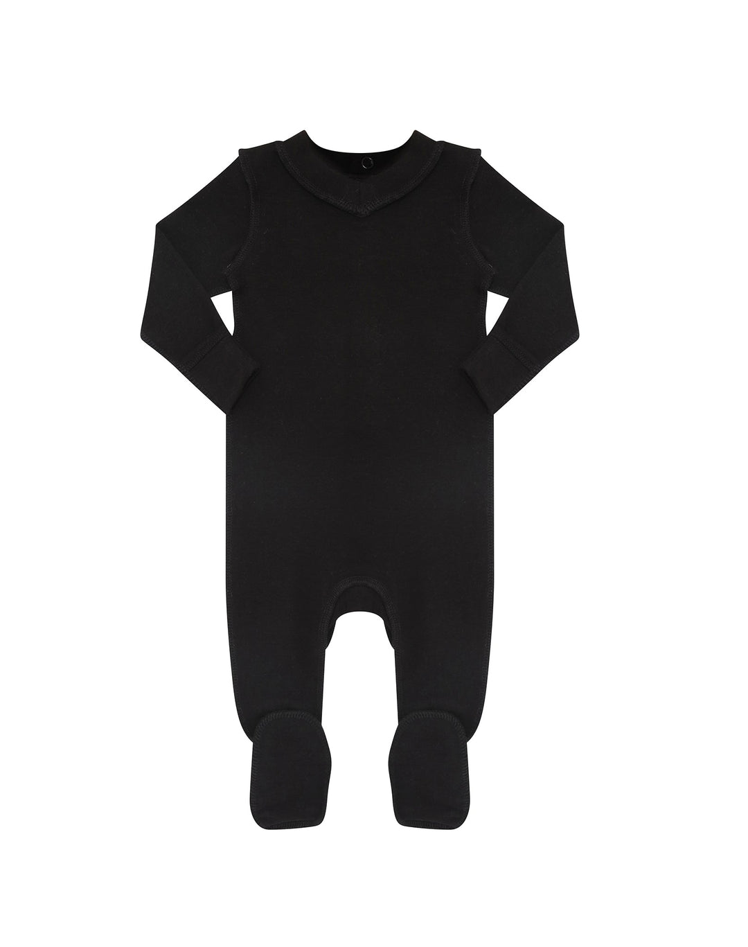 footie v neck - black
