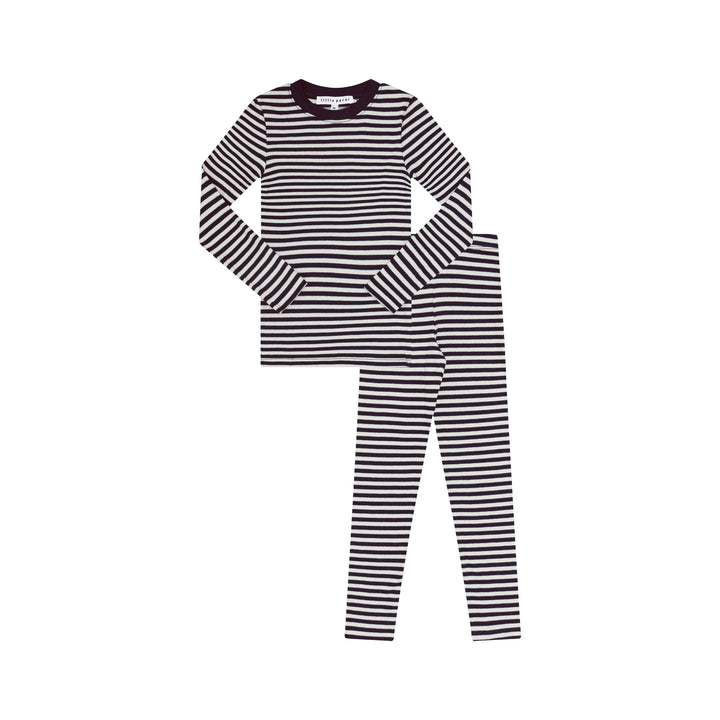 pajamas ribbed stripe - purple/ivory