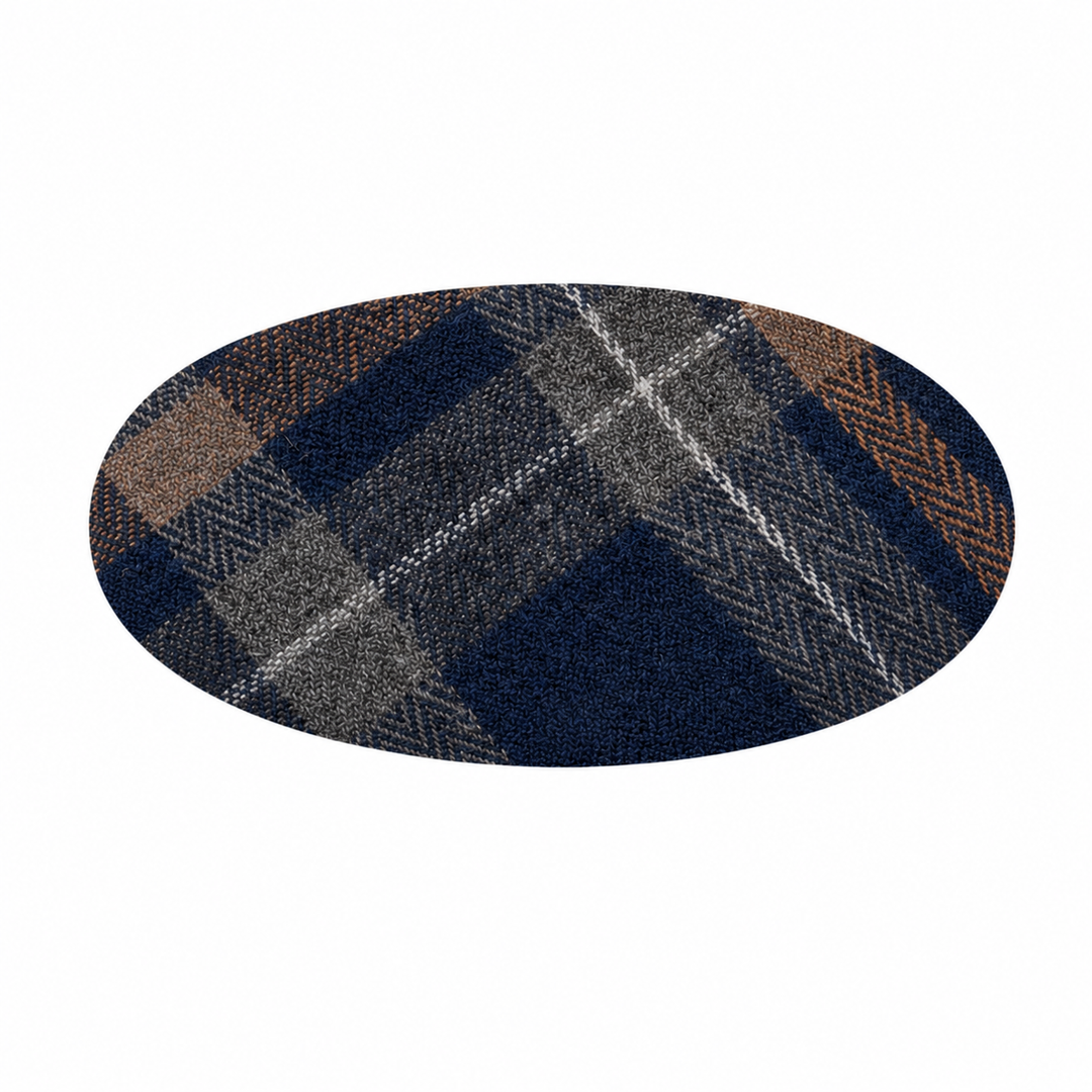 clip oval barrette plaids - blue/gray