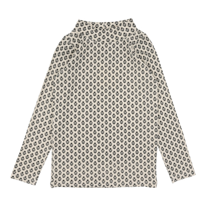 top l/s printed mockneck - ecru multi