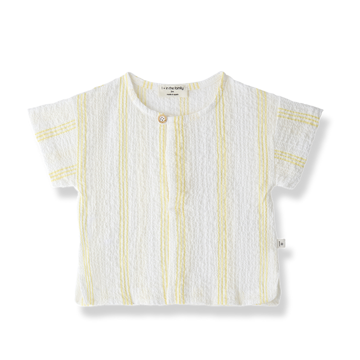 set outfit striped crepe shirt and shorts - lemon