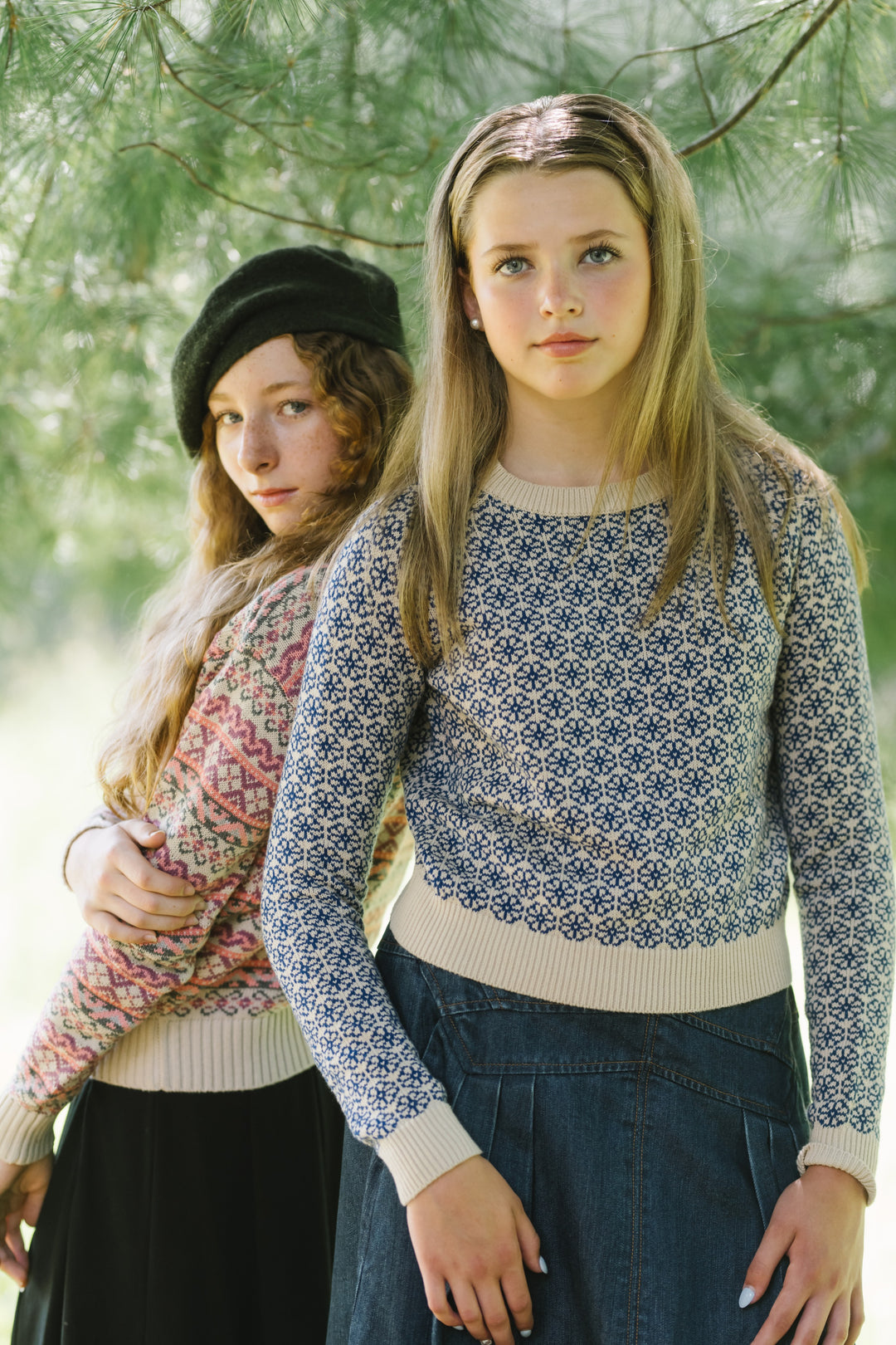 top l/s knitted printed flowers sweater - printed