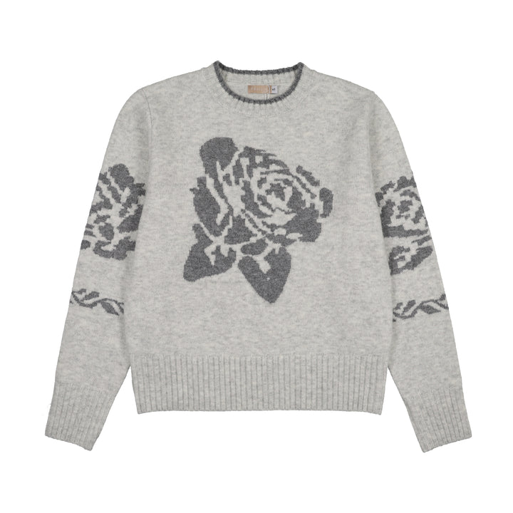 top l/s bold rose sweater - grey