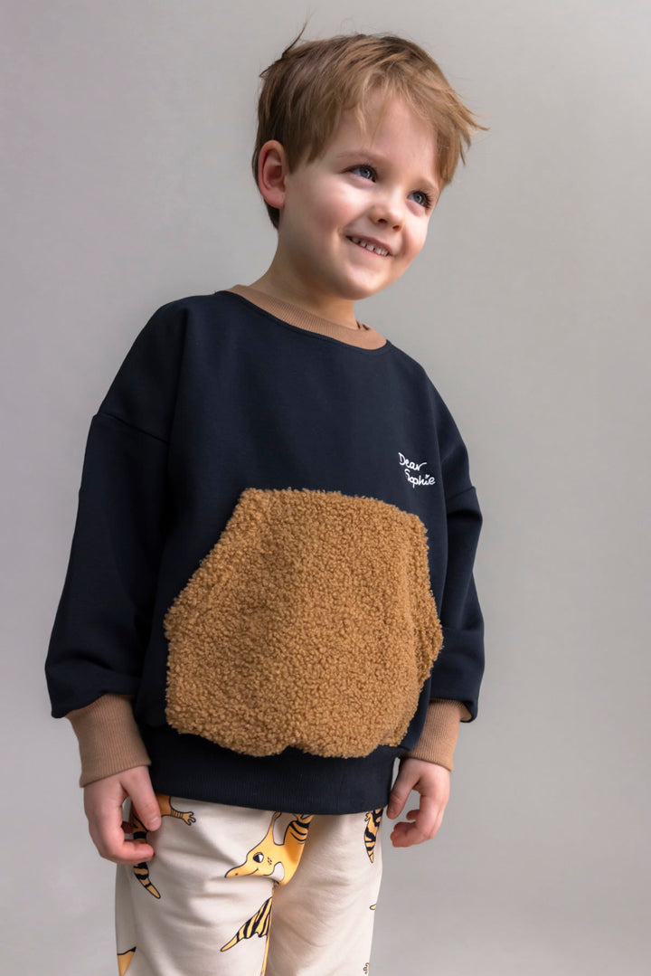 top l/s sherpa pocket sweatshirt - black