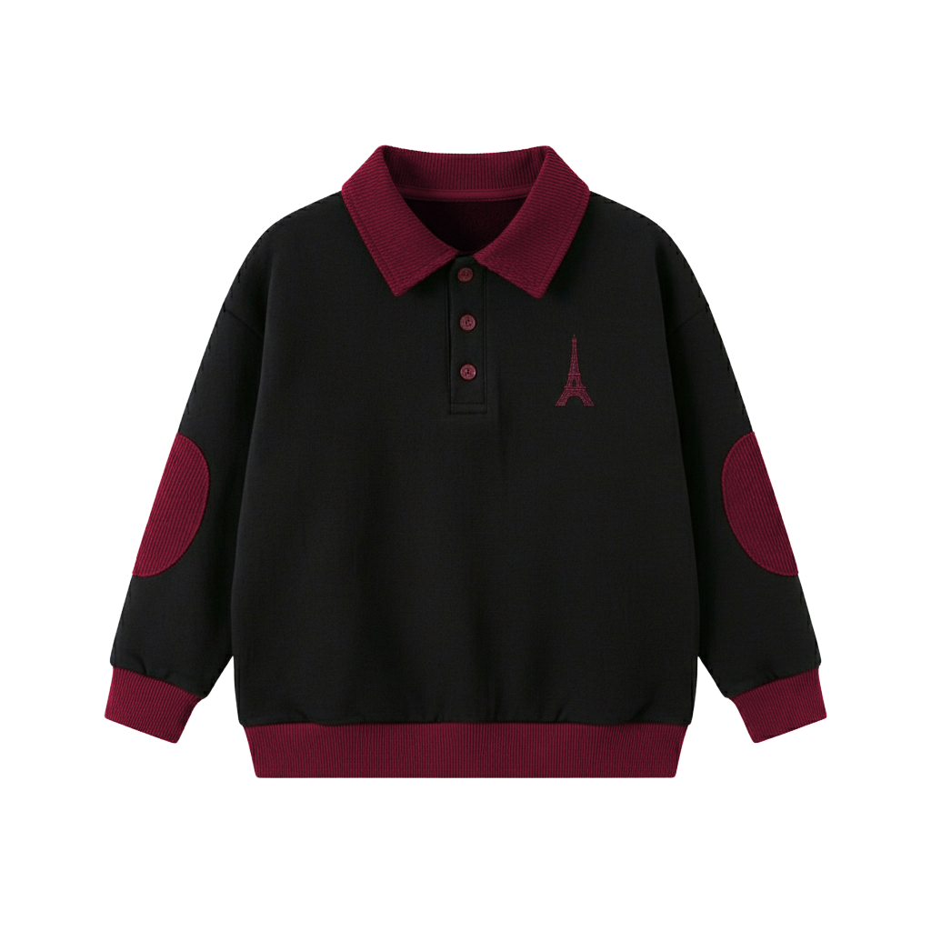 polo l/s eiffel tower sweatshirt - black/red