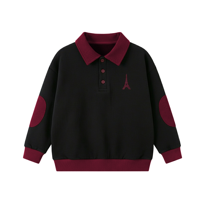 polo l/s eiffel tower sweatshirt - black/red