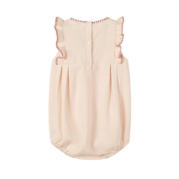one piece embroidered flutter romper - peach