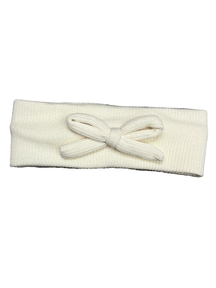 baby band ribbed bow with patch in back - ivory
