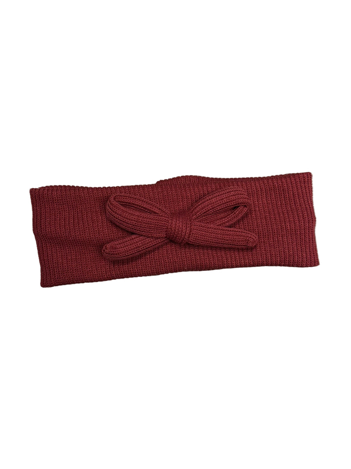 baby band ribbed bow with patch in back - burgundy
