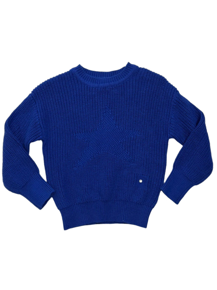 top l/s knitted star sweater - royal