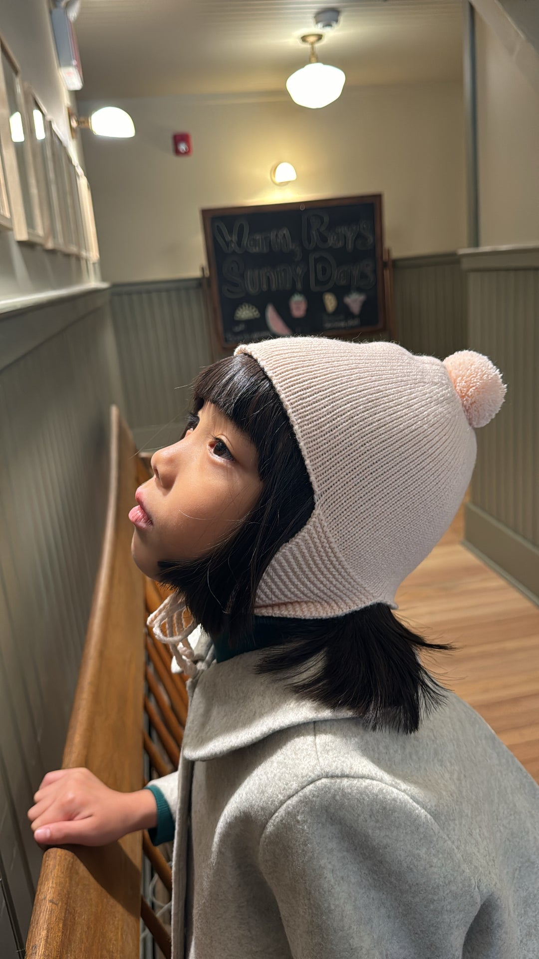 hat cashmere pompom with ear flaps - soft rose