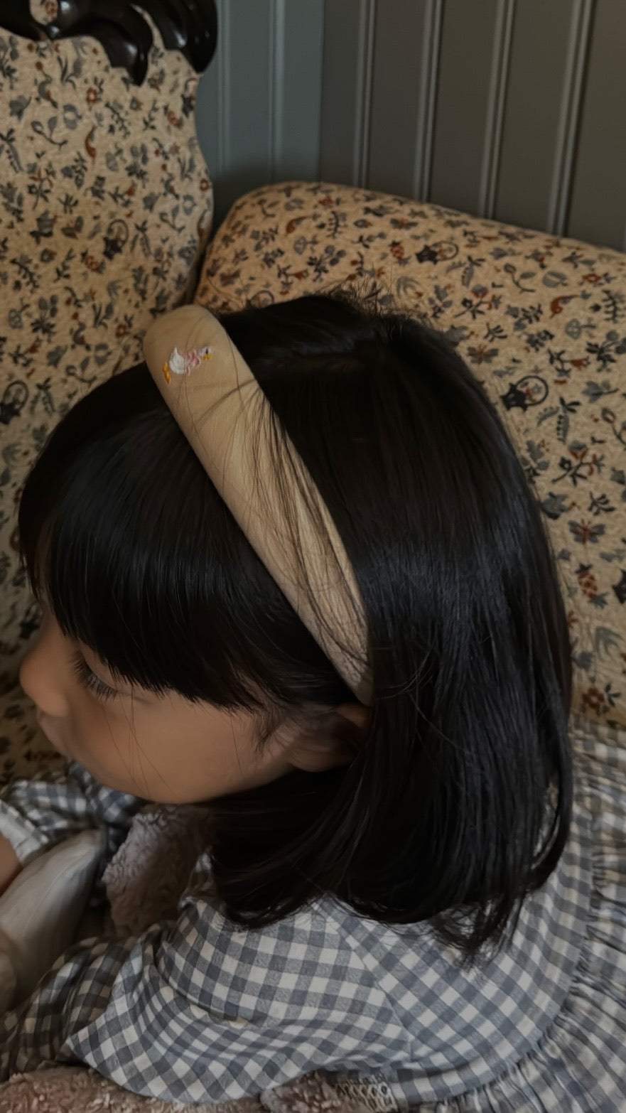 headband duck embroidered - tan