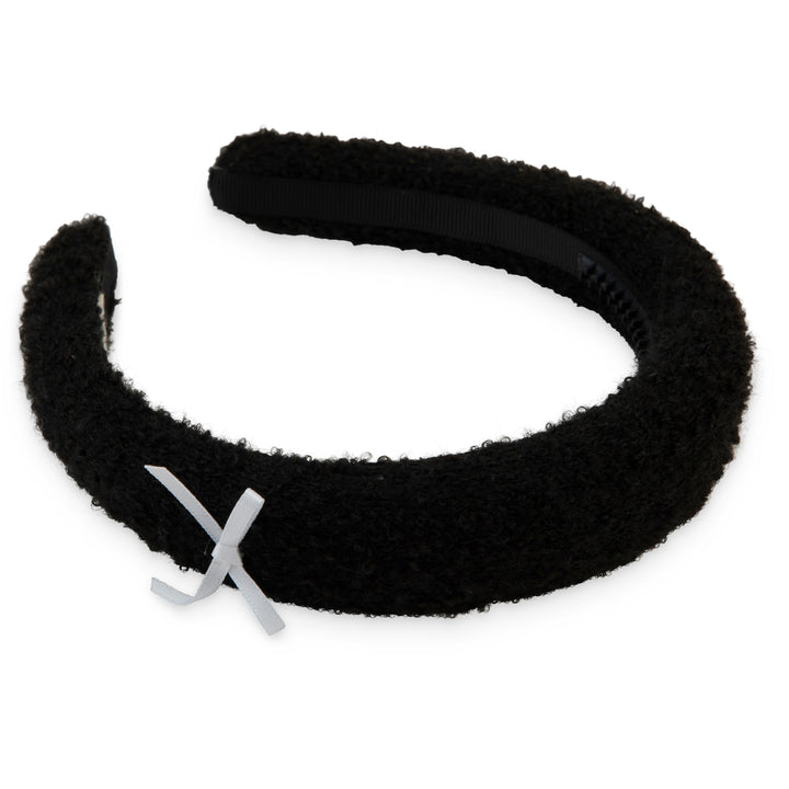 headband cashmere with side bow - black