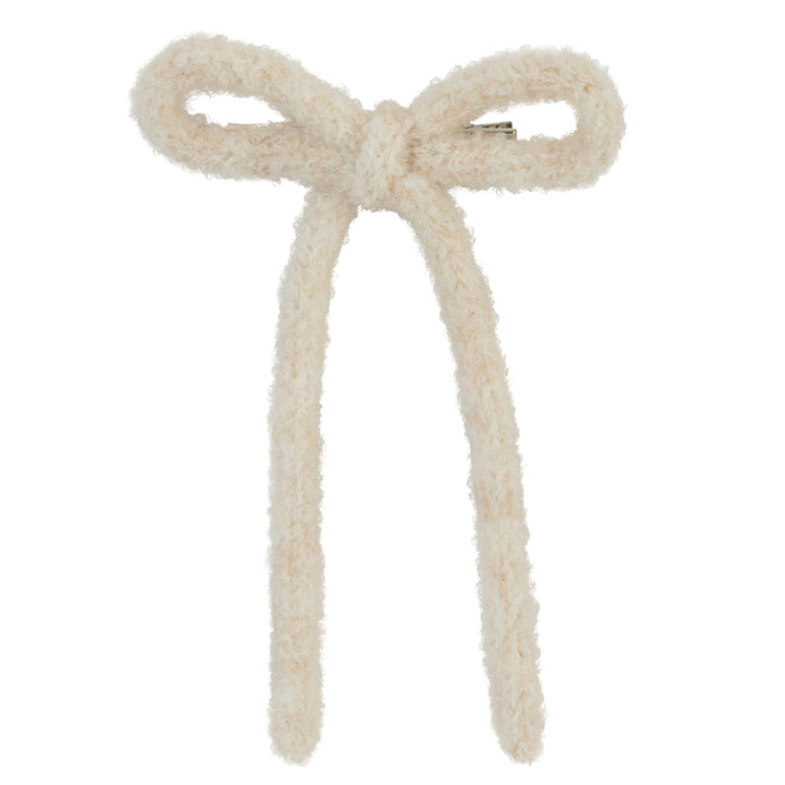 clip cashmere small bow - cream