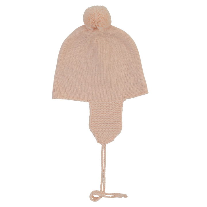 hat cashmere pompom with ear flaps - soft rose