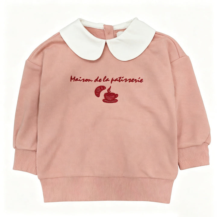 top l/s patisserie collared sweatshirt - pink